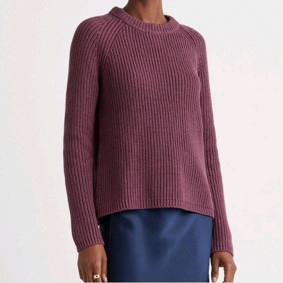 Quince Sweaters - Quince 100% Organic Cotton Fisherman Sweater Size Medium Eggplant Boxey